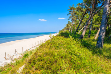 Fototapeta na wymiar A view of beautiful sandy beach in Lubiatowo coastal village, Baltic Sea, Poland