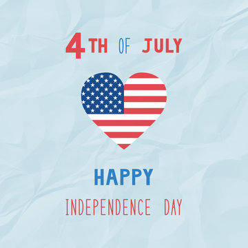 Happy 4th Of July On Blue Crinkle Paper