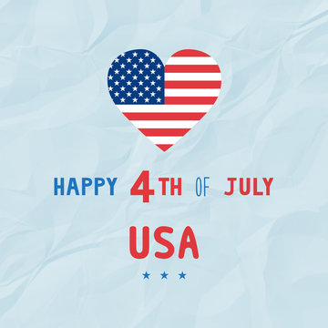 Happy 4th Of July On Blue Crinkle Paper