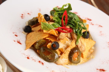 Salad with Mexican style nachos