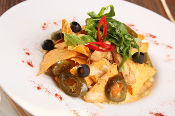 Salad with Mexican style nachos
