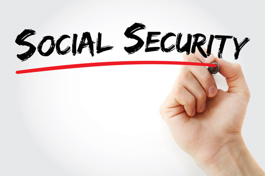 Hand writing Social Security with marker, concept background