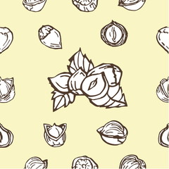 Vintage hand drawn sketch nuts seamless pattern. Vector illustration