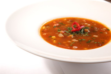 Spicy Soup with peppers and beans