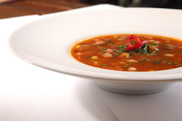 Spicy Soup with peppers and beans