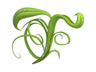 Fototapeta premium Green plants font with dew drops