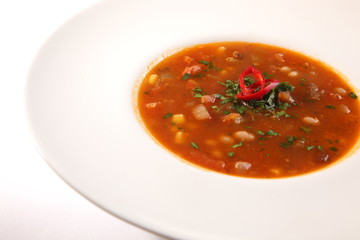 Spicy Soup with peppers and beans