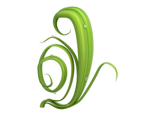 Fototapeta premium Green plants font with dew drops