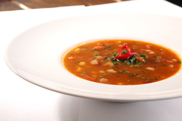 Spicy Soup with peppers and beans