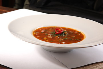 Spicy Soup with peppers and beans