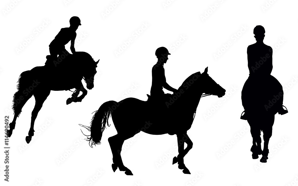 Wall mural vector man on horseback isolated white background