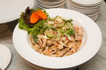 Spicy pork salad is thai food