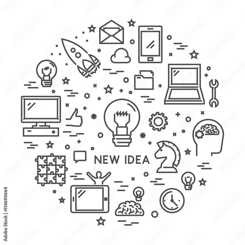Poster vector line design concept web banner for new idea