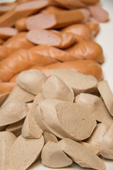 Sausage and meat are slice close-up