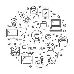 Vector line design concept web banner for new idea