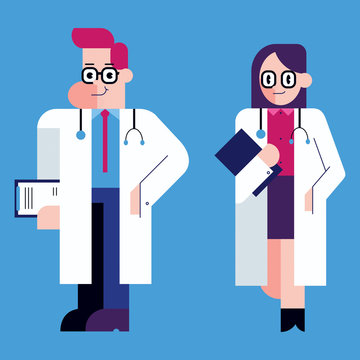 Doctor / Flat design illustration of male and female doctor. 
