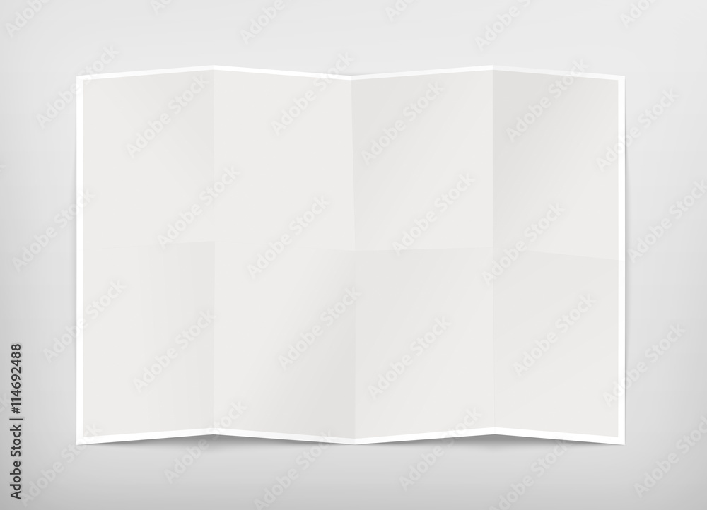 Poster blank chart design mockup, isolated, clipping path, 3d illustration. folded map template mock up dis
