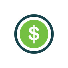 Design Coin Flat icon and Logo  green, blue color