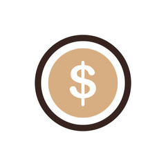 Design Coin Flat icon and Logo  brown color