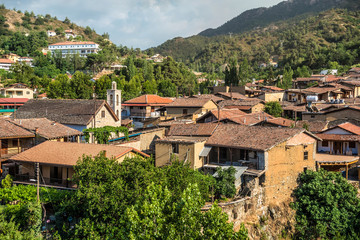 Fototapeta na wymiar Panoramic view of Kakopetria village. Nicosia District, Cyprus