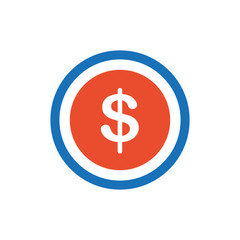Design Coin Flat icon and Logo blue, orange
