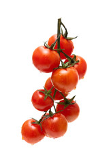 ripe cherry tomatoes isolated on white background