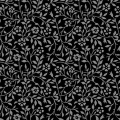 Fototapeta premium Elegant antique silver and black background 404_garden spiral curve vine flower leaf 