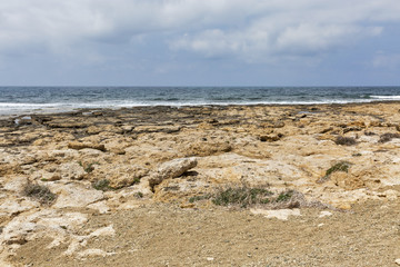 Rocky coastline next to Paphos, Cyprus