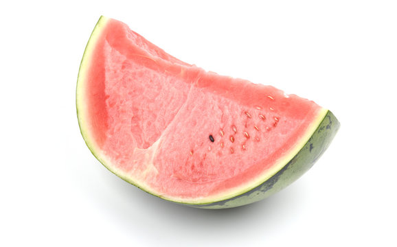 A piece of watermelon on white background