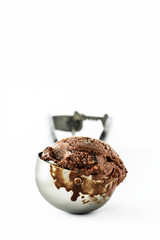 Chocolate ice cream isolated on white background

