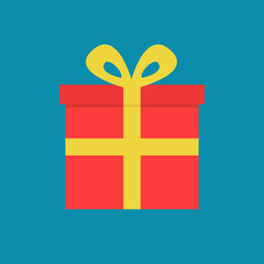 Gift box with ribbon vector icon.