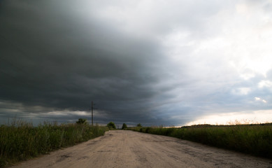 Storm over the country road