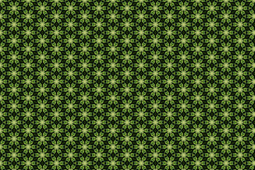 Green kaleidoscope six-pointed leaf flower ornament pattern. 