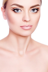 Fototapeta premium portrait of a beautiful young girl with professional makeup