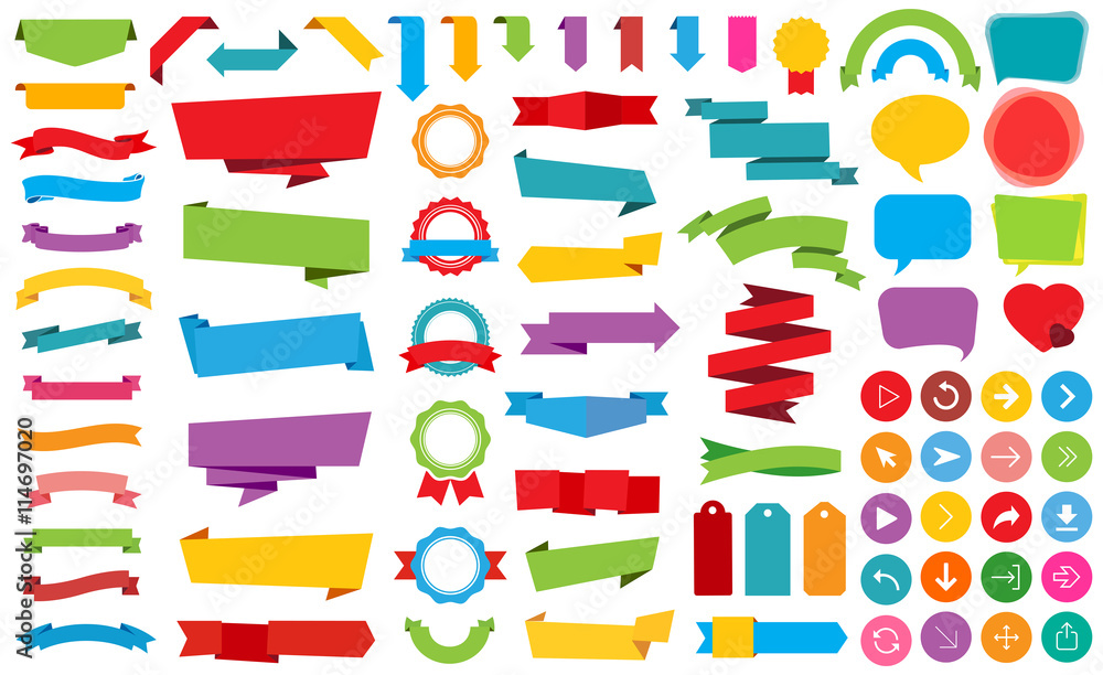 Wall mural ribbon labels stickers banners vector