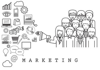 Marketing Team-On White Background-Vector Illustration,Graphic Design.For Web,Websites,Magazine Page,Print
