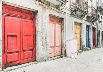 Door stickers Old door The old town of Porto in Portugal - Street view of colorful doors