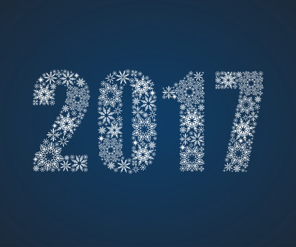 Happy New Year 2017. Figures from snowflakes