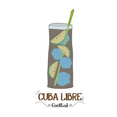 Cuba Libre cocktail for a customer illustration for bar business