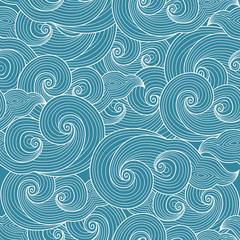 Fototapeta na wymiar Seamless abstract hand-drawn waves pattern