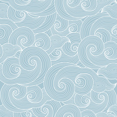 Seamless abstract hand-drawn waves pattern