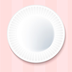 White Paper Plate Isolated on pink Background.