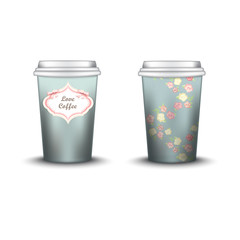 Coffee Cup With Patterns Template. Vector Illustration. Takeaway coffee cup set, Mockup