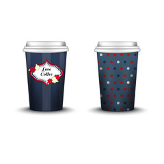 Coffee Cup With Patterns Template. Vector Illustration. Takeaway   set, Mockup