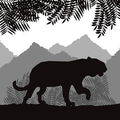 Obraz na płótnie Canvas Tiger icon. Landscape background. Vector graphic