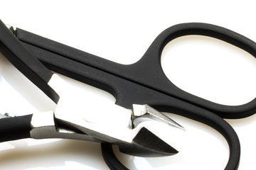 manicure tools - shears, nail wire cutters on a white background