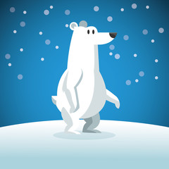 Snowbear icon. Snowing background. Vector graphic
