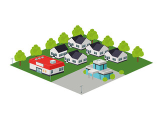 Building of City. Isometric design. Vector graphic