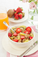 Cereals with fruit breakfast