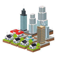 Building of City. Isometric design. Vector graphic